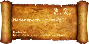 Maderspach Kristóf névjegykártya