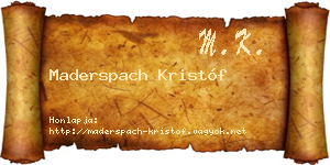 Maderspach Kristóf névjegykártya